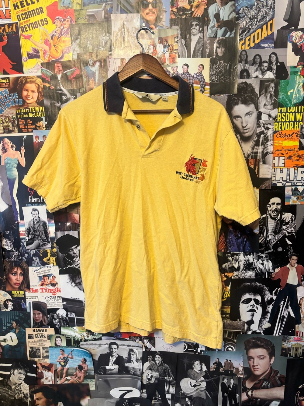 Men's Yellow Polo with Contrast Navy Collar - Brand Unspecified